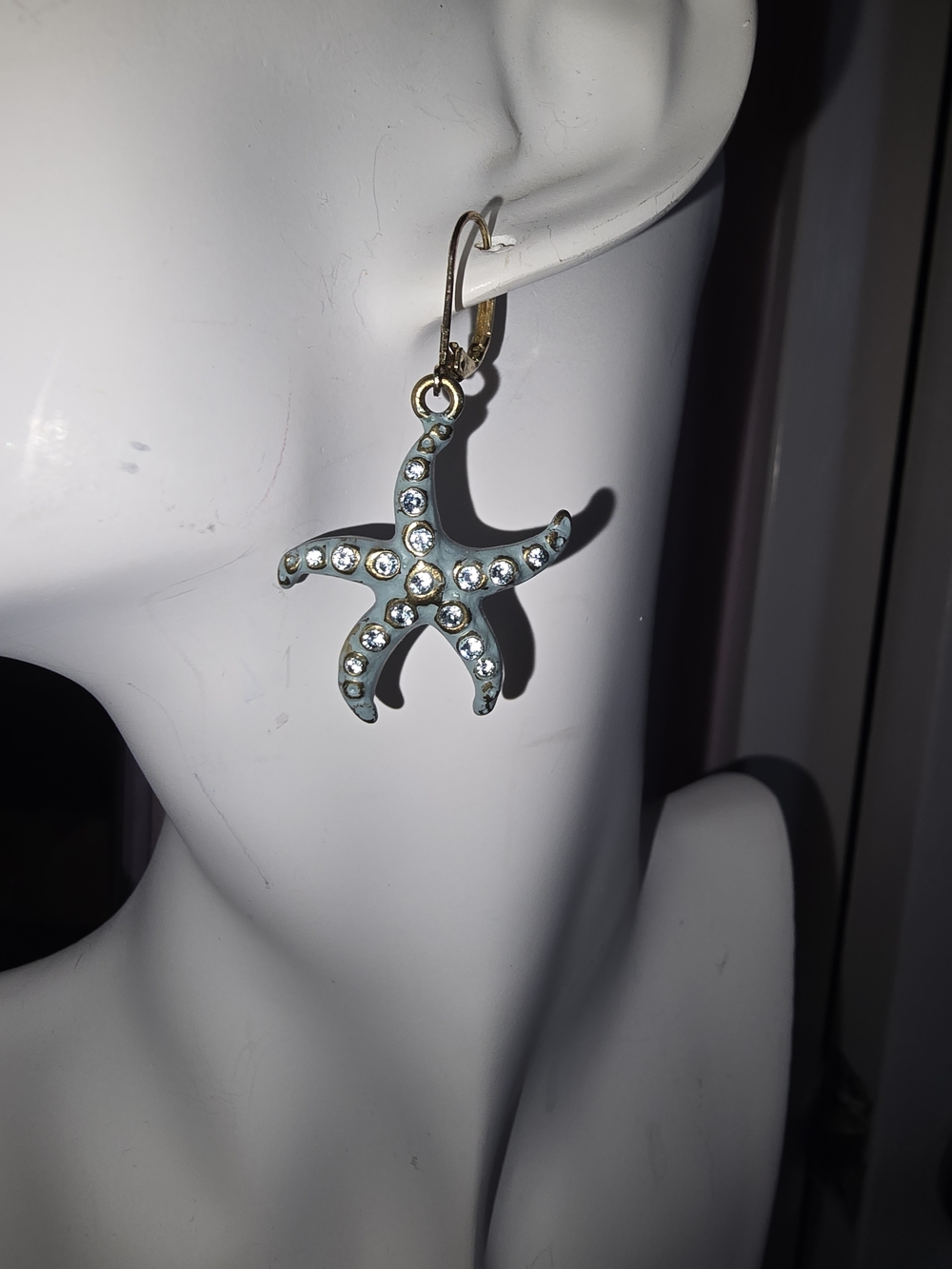 Seafoam Crystal Starfish Drop Earrings by ERICA - Women (Metal)